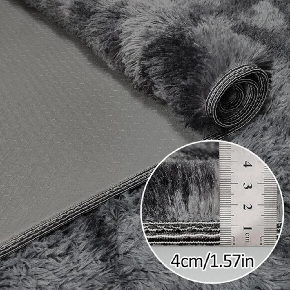 New 2x6 Black Grey Tie-Dye Runner Rug, Fluffy Carpet for Bedroom & Kids’ Room